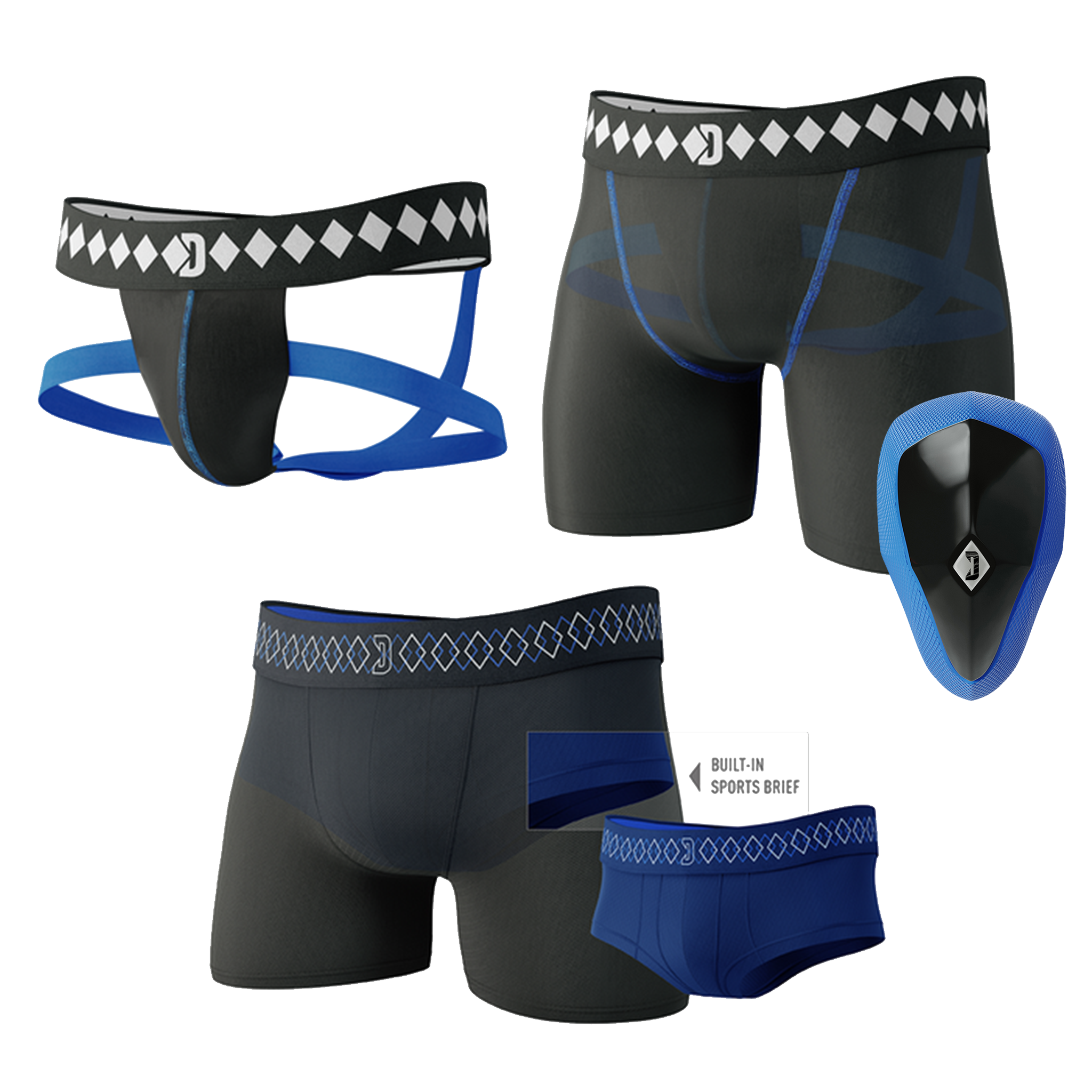 Athletic cups, jock straps, and shorts for highimpact athletes